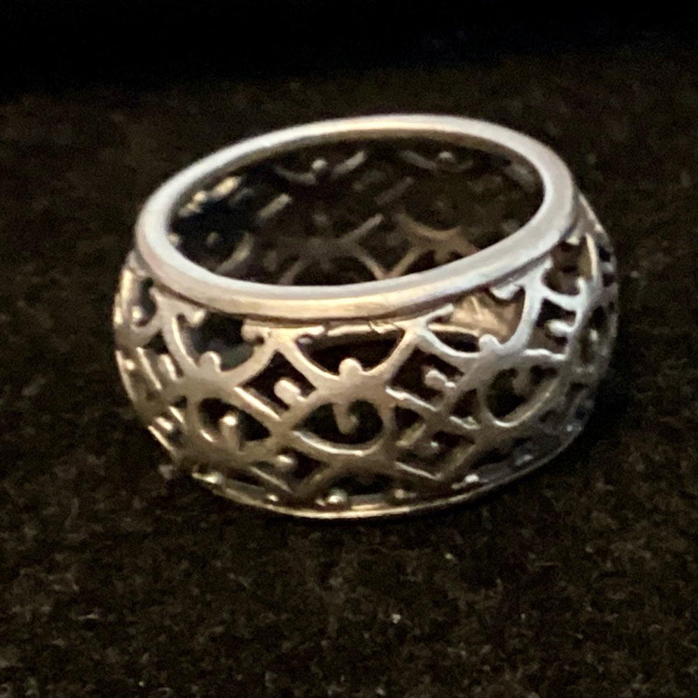 6 Silver Filigree Puff Band Stacking